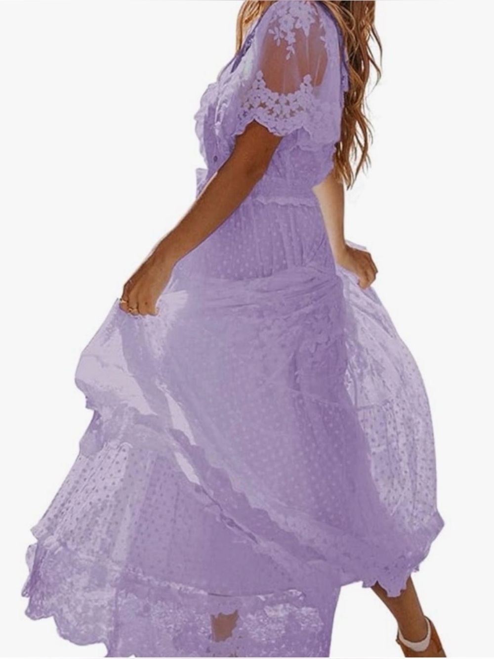 Elegant Lavender Lace Dress